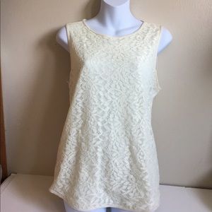 Ann Taylor Loft Cream Sleeveless top M